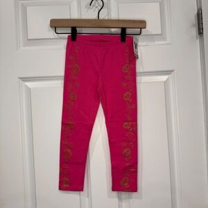 Disney Girls Pink Coco Gold Glitter Skull Leggings Size 4 NWT